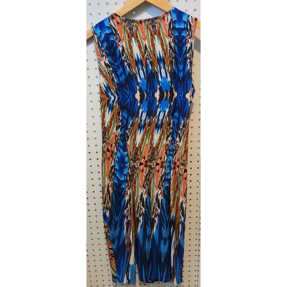 Robbie Bee Dress Small Sleeveless Art Waves Boho Blue Brown Orange - Picture 2 of 5